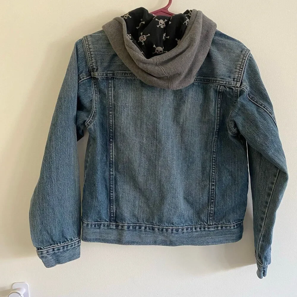 Gap Kids Denim Jean Jacket with‎ Hood Skulls XL 2010